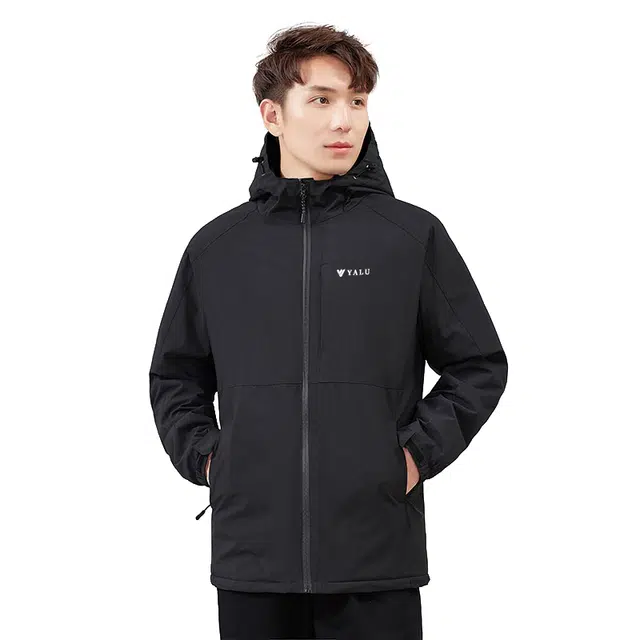 雅鹿  户外休闲山系百搭时尚连帽拼接  防水防风透气耐磨冲锋衣 男女同款