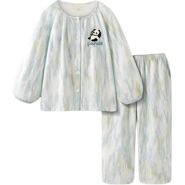北极绒 小香风可爱熊猫长袖长裤春秋款睡衣套装 女款 图片色