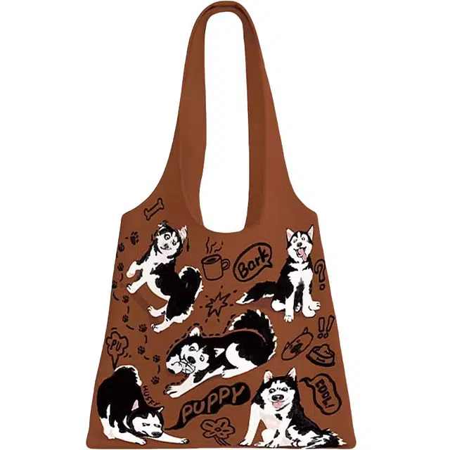 奥松 可爱 绒面科技布 单肩包 女款 棕黑色