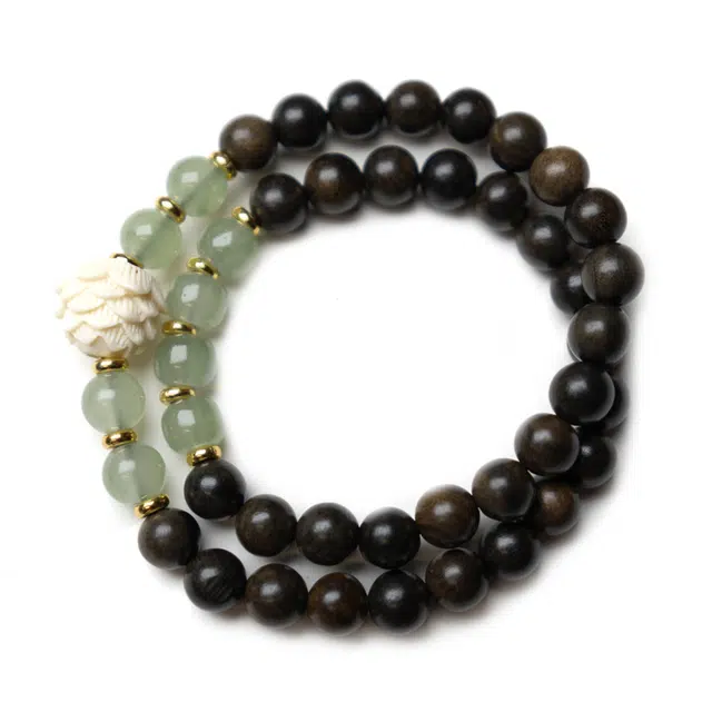 周帝王 莲花双圈 檀木 手串 男女同款情侣款