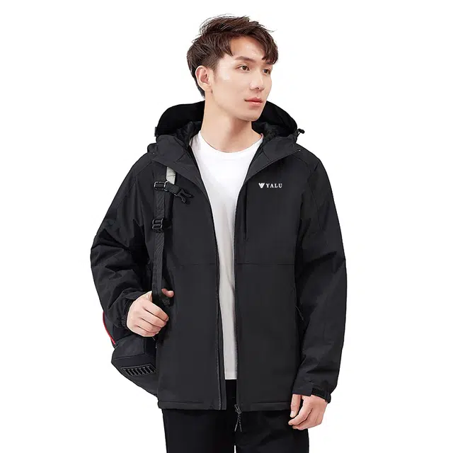 雅鹿  户外休闲山系百搭时尚连帽拼接  防水防风透气耐磨冲锋衣 男女同款