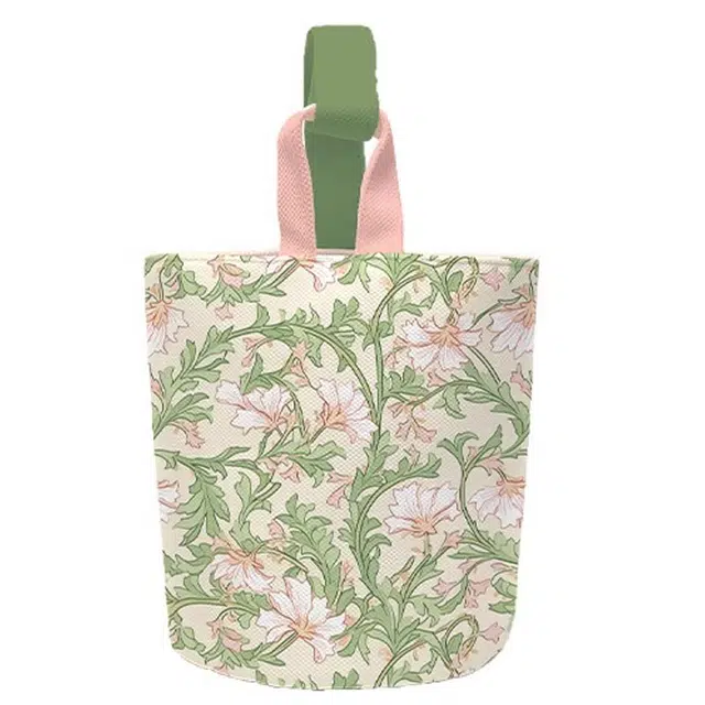 奥松 家用家居小拎包碎花学生上班族通勤 绒面科技布 水桶包手提包 男女同款情侣款 绿色春生正圆