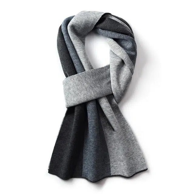 啄木鸟 羊毛球冬季高档格子保暖时尚款礼盒包装大气 绒线围巾 男款