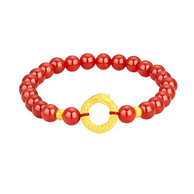 醉倾城 蛇形平安扣转运珠 新中式国潮复古精致简约小众时尚日常百搭轻奢高级感 对象生日送礼 玛瑙 手串 男女同款情侣款