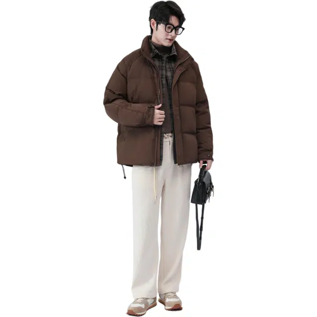 恒源祥 立领假两件美式纯色精品羽绒服 男女同款