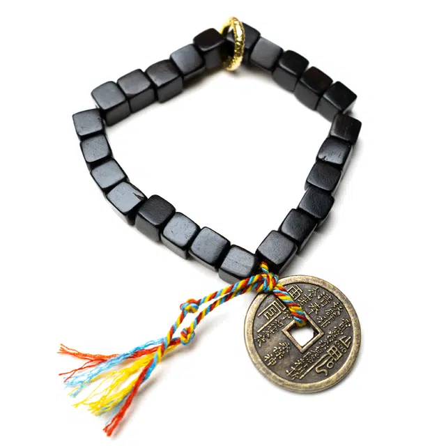 周帝王 山鬼花钱小糖块文玩盘串 古风国潮新中式小众轻奢高级感设计招财平安纳福 黑檀 手串 男女同款情侣款