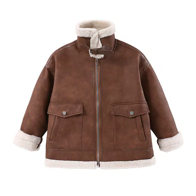 木木兔 亲肤时尚柔软轻盈夹克外套 咖色 青少年