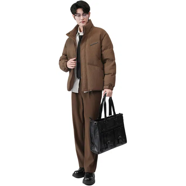 恒源祥 美式纯色精品保暖立领落肩羽绒服 男女同款