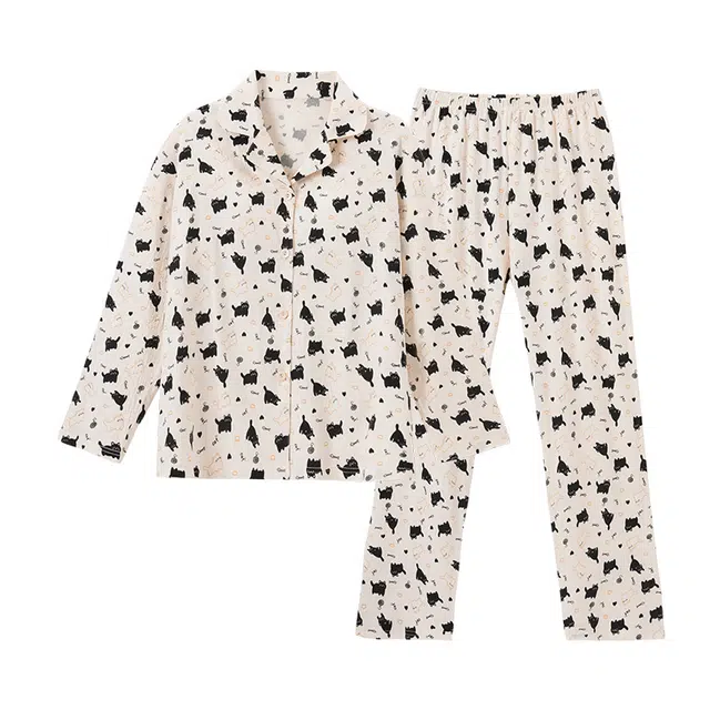 欧诗帛 带胸垫可外穿长袖舒适亲肤睡衣套装 女款 图色