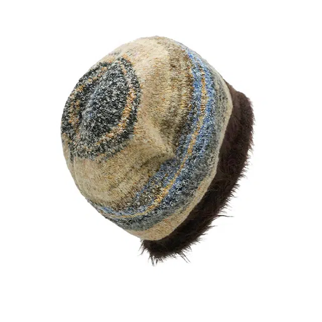 肯默 美拉德拼色毛绒 保暖亲肤  显脸小弹性 聚酯纤维 绒线帽 男女同款情侣款