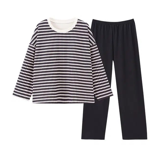 欧诗帛 可外穿日系休闲长袖长裤睡衣套装 女款 图片色