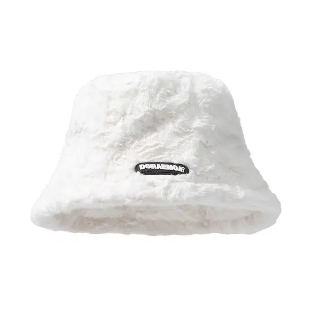 俞兆林 白色毛绒绒帽子女秋冬季素颜百搭显脸小帽子户外防寒保暖棉盆帽 聚酯纤维 渔夫帽 女款