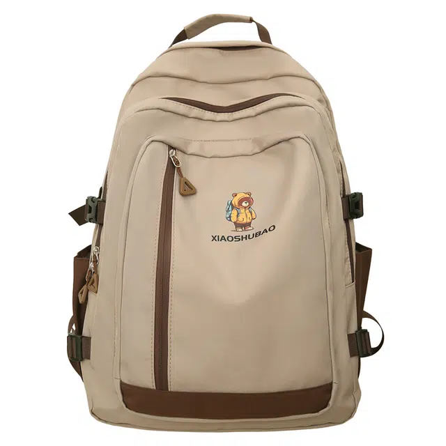 笛贝嘉 可爱小熊大容量复古 尼龙 双肩包 男女同款情侣款 卡其色/黑色/白色/绿色