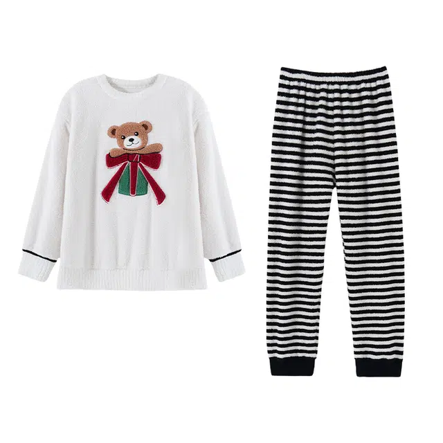 欧诗帛 可外穿细腻柔软长袖长裤睡衣套装 女款 图片色