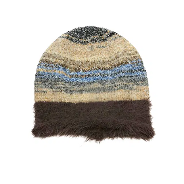 肯默 美拉德拼色毛绒 保暖亲肤  显脸小弹性 聚酯纤维 绒线帽 男女同款情侣款