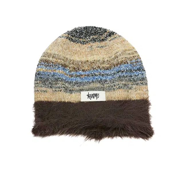 肯默 美拉德拼色毛绒 保暖亲肤  显脸小弹性 聚酯纤维 绒线帽 男女同款情侣款