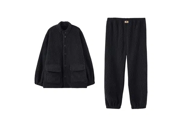 俏薇妮 简约时尚立领开衫加厚保暖休闲可外穿家居服睡衣套装 男款 黑色
