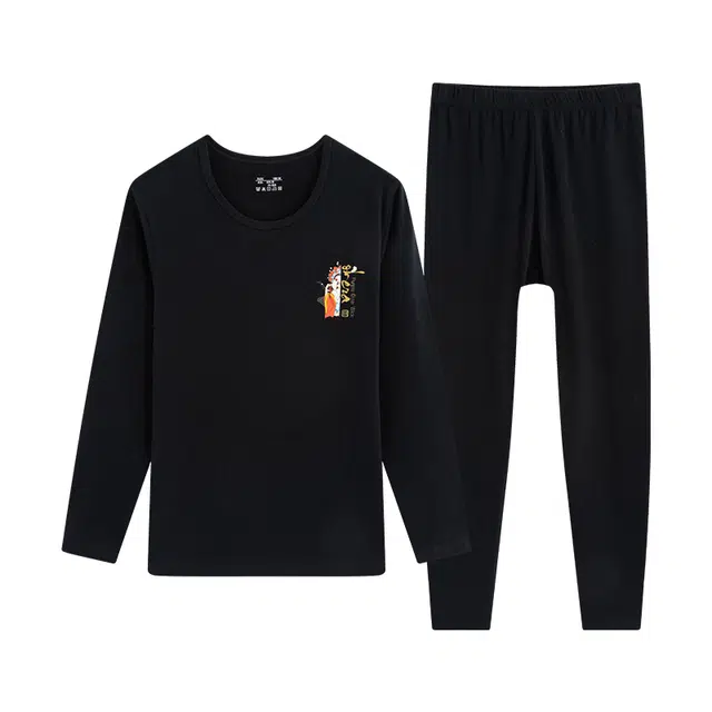 贴身领域 纯棉女士圆领套头长袖上衣松紧腰修身长裤薄款秋衣秋裤内衣打底棉毛衫少女保暖套装 女款