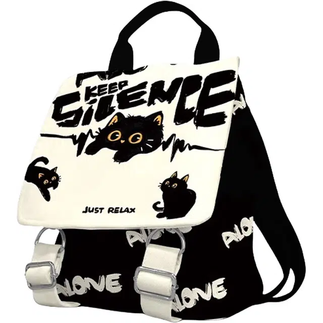 奥松 家用家居设计背包轻便学生书包通勤小型背包出游包 绒面科技布 双肩包 常规 男女同款情侣款 煤球猫