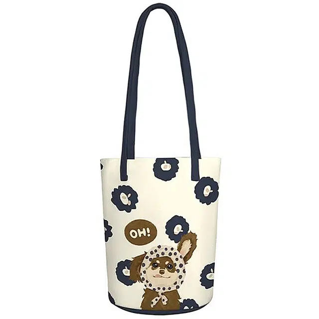 奥松 时尚百搭磁扣开合 绒面科技布 水桶包单肩包 女款 波点腊肠