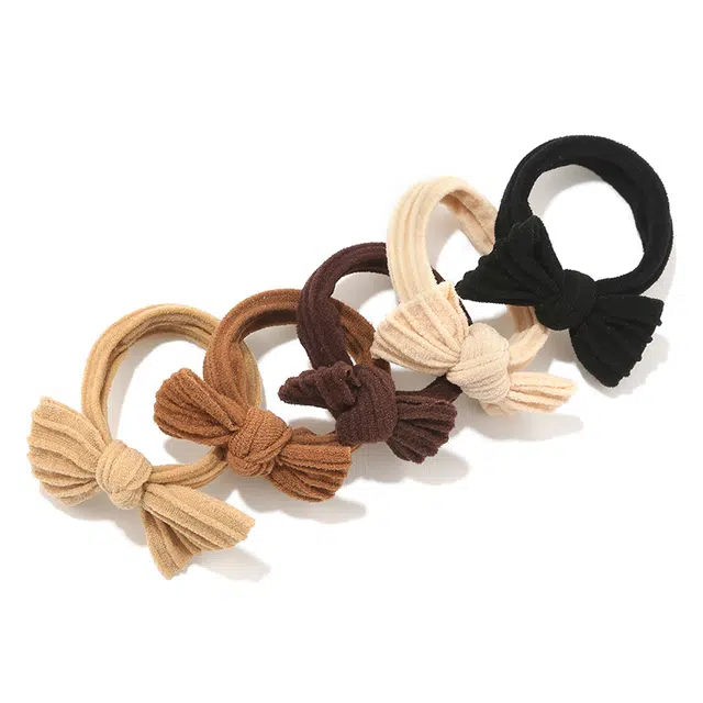 如花梦 甜美蝴蝶结高弹力不伤发日常百搭加宽五条装简约气质高马尾扎头发 布艺 发圈 女款