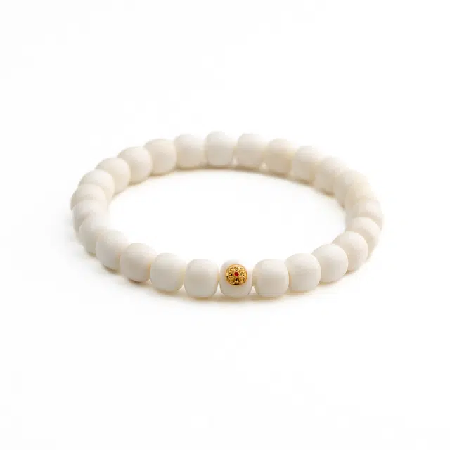 仙源 老型珠 转运招财素雅气质新中式盘玩念珠文玩单圈 白玉菩提 手串 男女同款情侣款