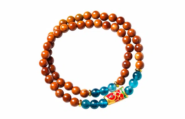 檀欣 新中式 考试上岸幸运锦鲤蓝色妖姬草莓水晶佛珠转运珠招财纳福国潮百搭生日送礼盒物女友文玩珠串 库克 手串 男女同款情侣款