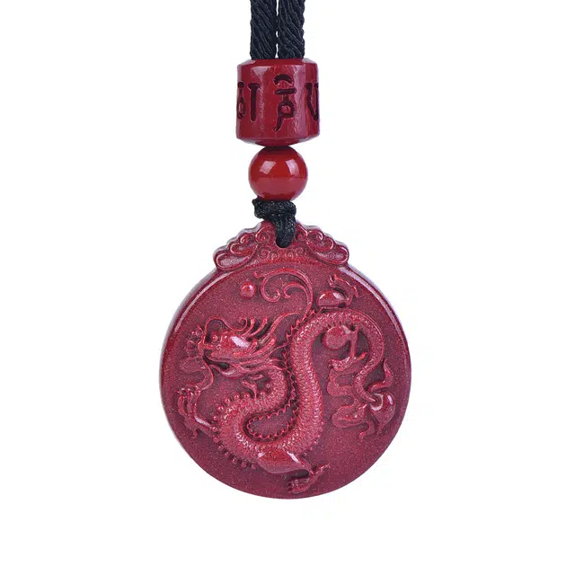 石在行 高含量复古紫金砂平安转运纳福 国潮新中式五福临门龙腾盛世龙牌 再造辰砂朱砂 吊坠 男女同款情侣款