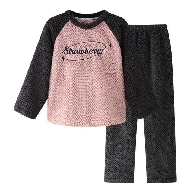 欧诗帛 极简时尚可外穿长袖长裤冬季睡衣套装 女款 图片色