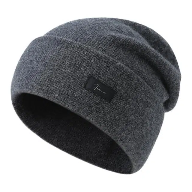 玖慕 秋冬大头围双层 羊毛 绒线帽 男款