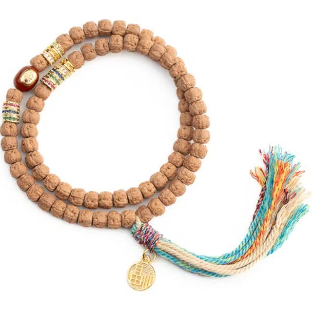 仙源 无相珠高级感手编流苏民族风念珠盘玩双圈 平安福 节日生日送礼盒物 金刚菩提 手串 男女同款情侣款