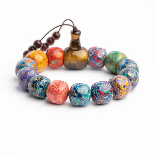 仙源 老型珠 招财进宝多宝新中式文玩盘玩单圈 平安福 大漆 木作手串 男女同款情侣款