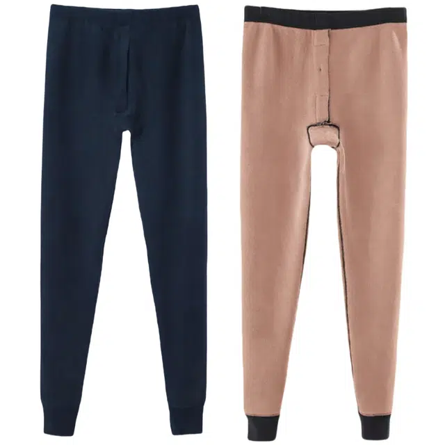 兰缪 加厚高弹不紧绷螺纹收口防风新升级抗寒舒适透气打底保暖裤 男款