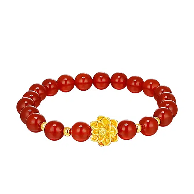 完美爱 莲花转运珠 足金 一口价 黄金手串 女款