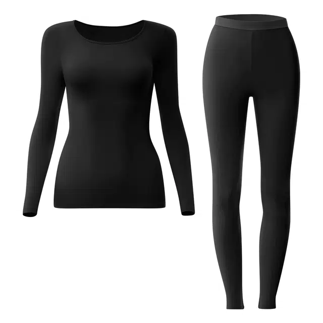 森马 抗菌防螨打底圆领套头无痕长袖长裤保暖套装 女款