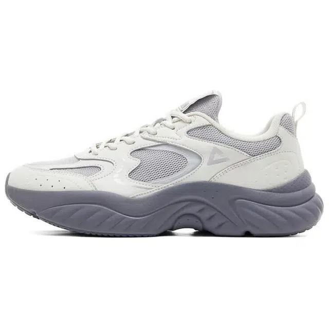 匹克 织物合成革 舒适百搭 防滑耐磨 低帮 生活休闲鞋 男款 米灰