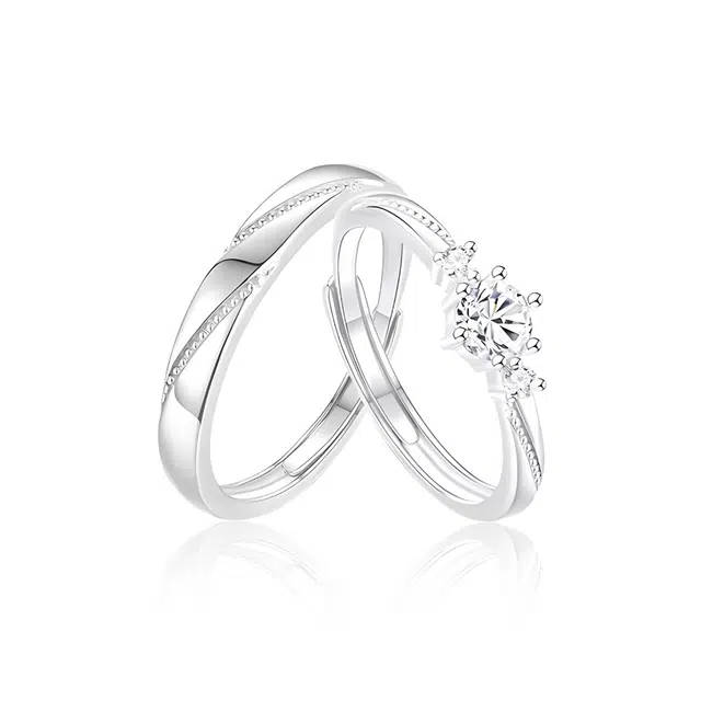 克兰茜 一见钟情 浪漫轻奢气质精致甜蜜心动钟爱久久对戒 开口戒可调节 约会恋爱学生表白 礼盒 锆石 戒指 男女同款情侣款