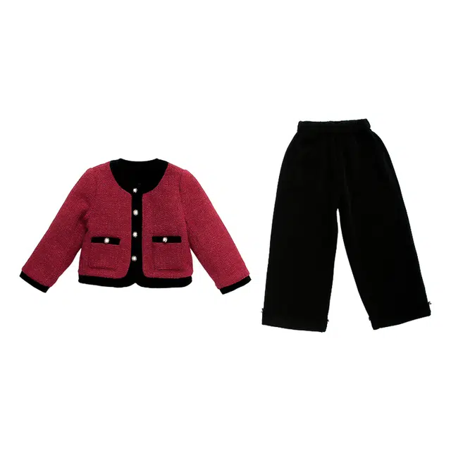 木木兔 轻盈舒适柔软百搭休闲运动套装 酒红色 中小童