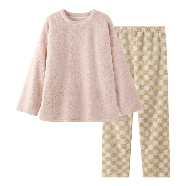 欧诗帛 加厚休闲亲肤长袖长裤家居服睡衣套装 女款 图片色