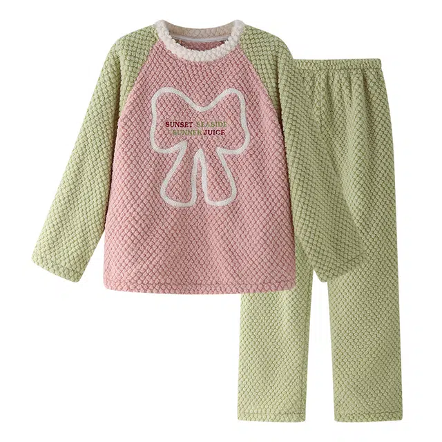 欧诗帛 卡通休闲舒适长袖长裤冬季睡衣套装 女款 图片色