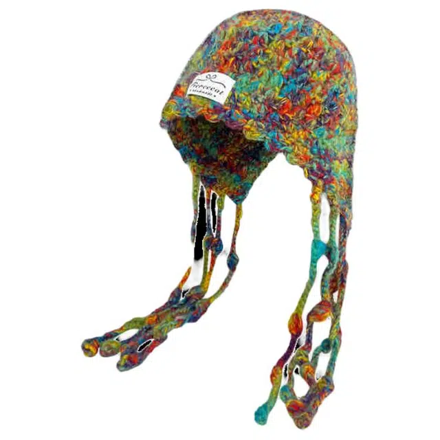 木林森 混彩色流苏辫子套头秋冬季保暖休闲百搭简约护耳 针织 绒线帽 男女同款情侣款