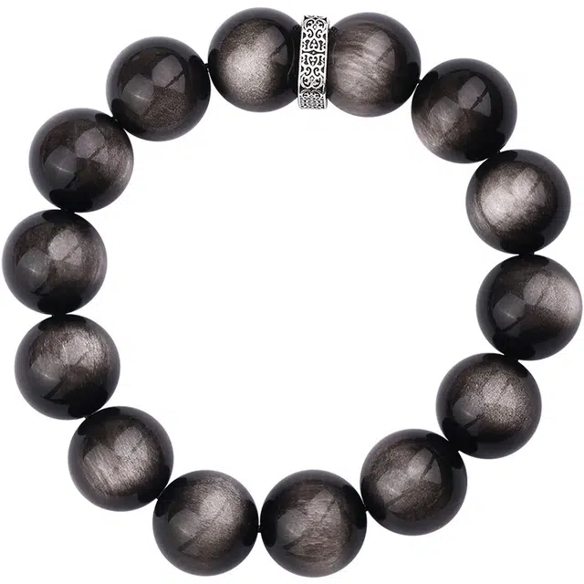 布达拉宫 流盈四方丰沃大颗 黑曜石 手串 男女同款情侣款