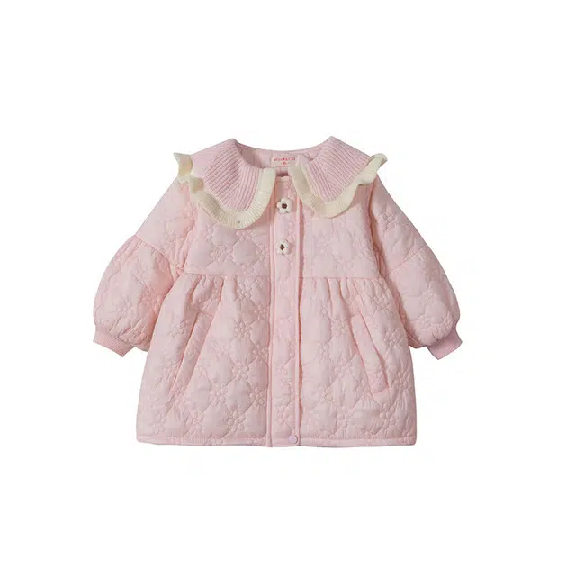 木木兔 舒适亲肤翻领百搭棉衣 粉色 中小童