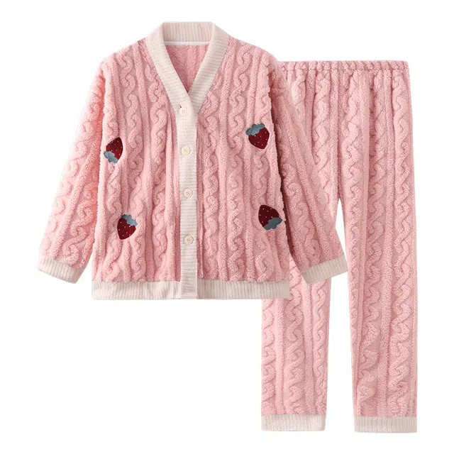 欧诗帛 加厚舒适亲肤保暖睡衣套装 女款 图片色