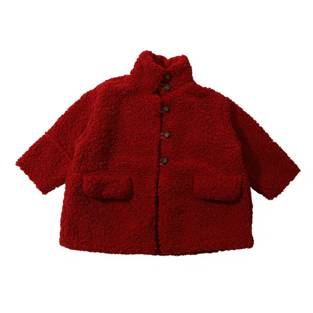 木木兔 亲肤轻盈百搭时尚大衣 红色 中小童