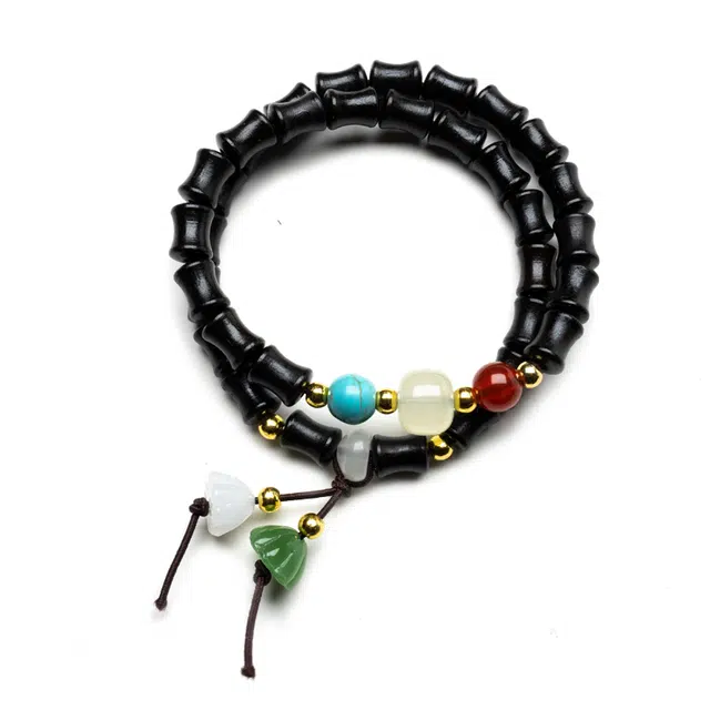 周帝王 竹节双圈 檀木 手串 男女同款情侣款