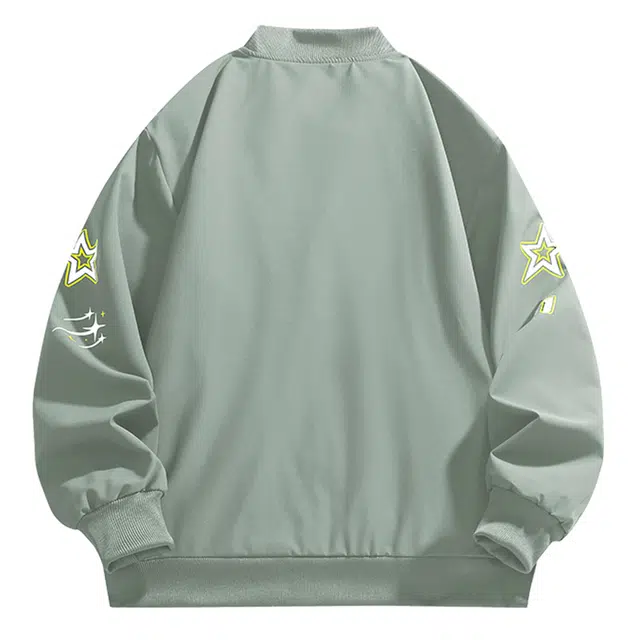 纳趣 美式复古嘻哈街头字母印花宽松百搭休闲棒球领夹克外套 男女同款