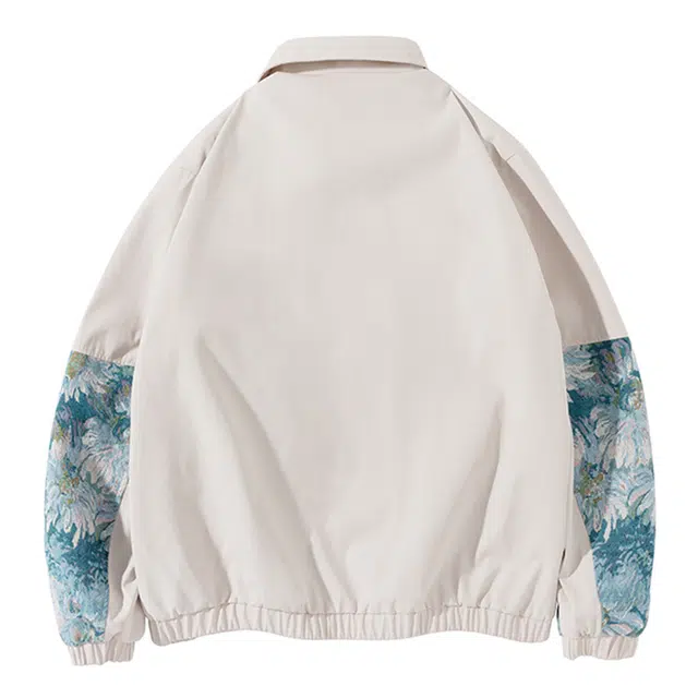 纳趣 国潮花卉提花休闲工装时尚西装领夹克外套 男女同款 卡其色