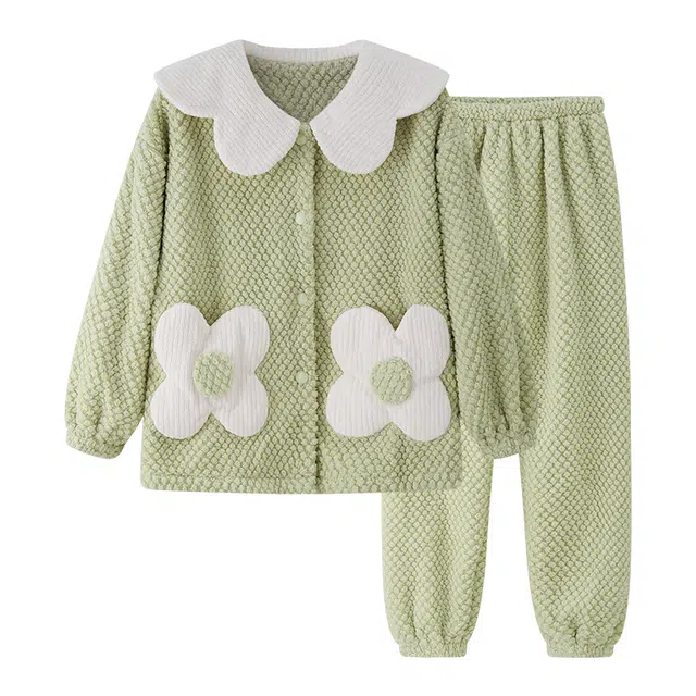 欧诗帛 加厚舒适休闲长袖长裤睡衣套装 女款 图片色