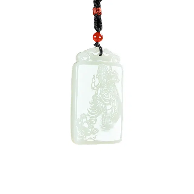 舒杰 气质国风莲花观音 和田玉 白玉 男女同款情侣款